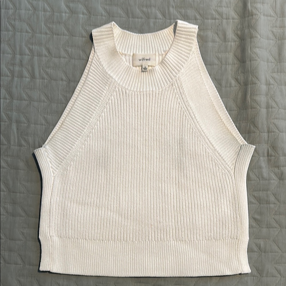 Wilfred Cream Ribbed Cut Out Tank Top